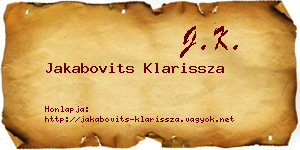 Jakabovits Klarissza névjegykártya